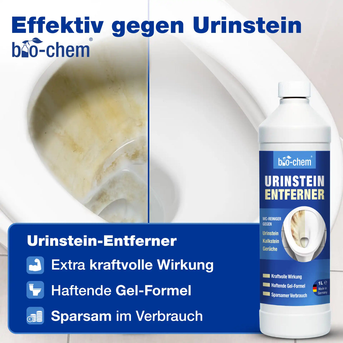 Effektiver Urinsteinentferner mit Gel-Formel – Vorher-Nachher Effekt sichtbar – Artikel 9000192
