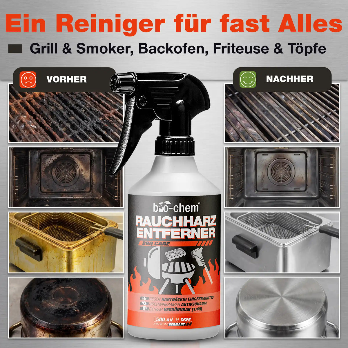 Grillreiniger für Grill Smoker Backofen Fritteuse – entfernt eingebranntes Fett und hartnäckige Verkrustungen