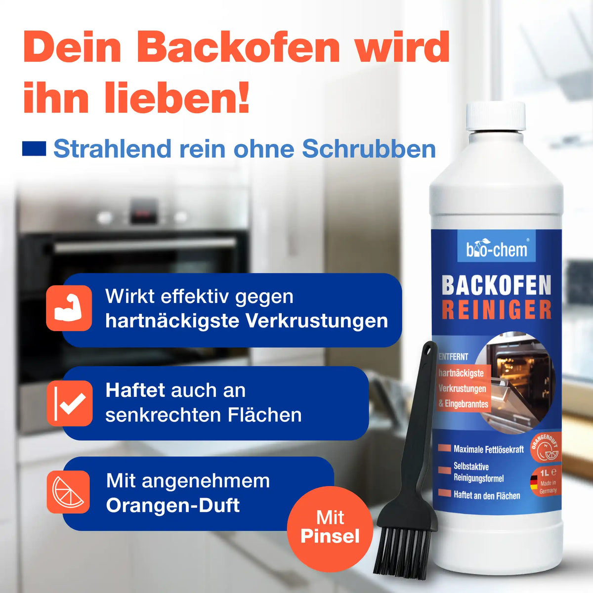 Backofenreiniger mit Pinsel (1 L)