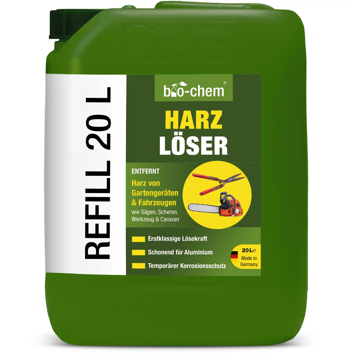 bio-chem Harzlöser im 20 L Nachfüllkanister – Profi-Konzentrat für Garten, Werkstatt und Fahrzeugpflege, mit Korrosionsschutz