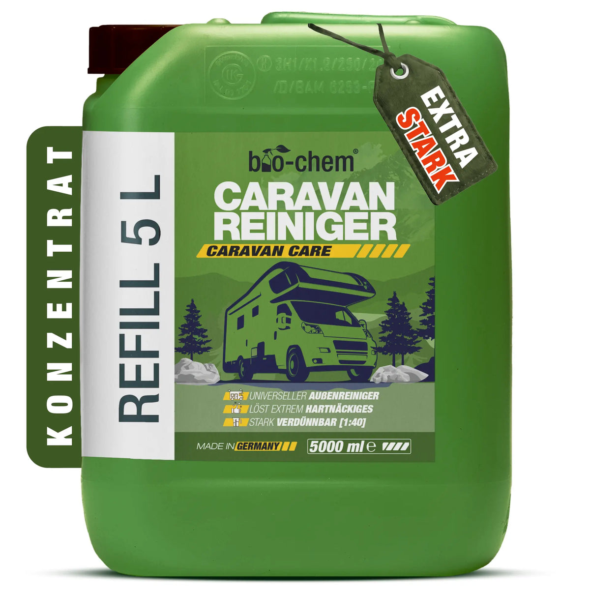 bio-chem Caravan Reiniger Konzentrat 1000ml Flasche Made in Germany – Universalreiniger für die Außenreinigung von Wohnmobilen und Wohnwagen.
