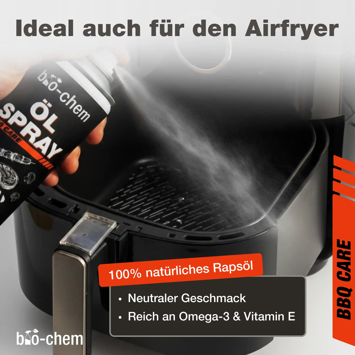 bio-chem Ölspray Airfryer Anwendung – 100 % natürliches Rapsöl