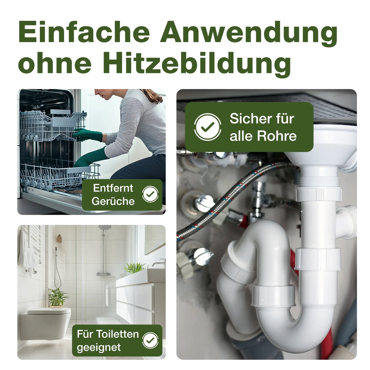 Rohrreiniger Anwendungsbereiche Abfluss Dusche gegen Haare