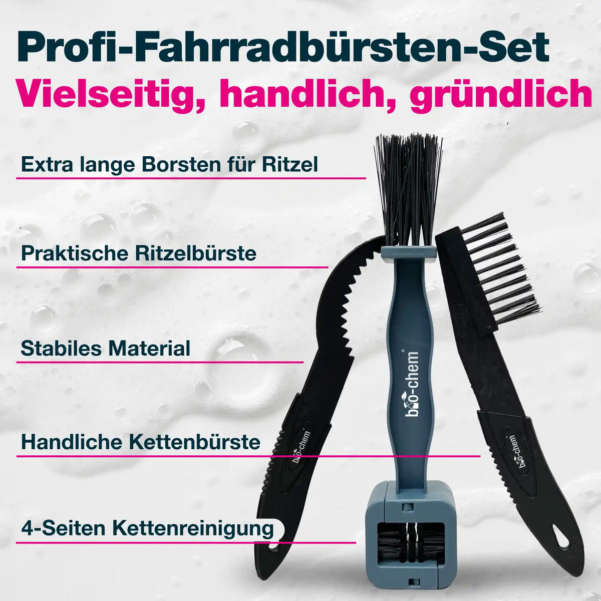 bio-chem 3er Set Fahrradbürste saubere Kette