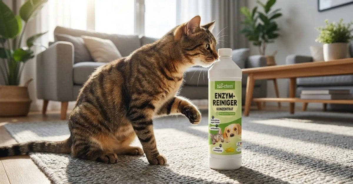 Enzymreiniger gegen Katzenurin: So entfernen Sie Flecken und Geruch richtig