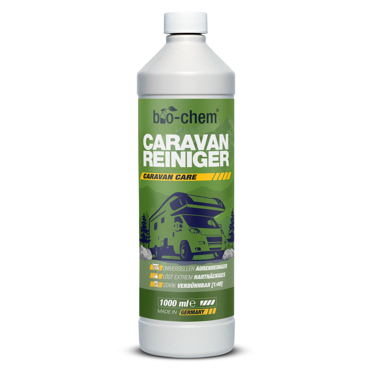 bio-chem Caravan Reiniger Konzentrat 1000ml Flasche Made in Germany – Universalreiniger für die Außenreinigung von Wohnmobilen und Wohnwagen.