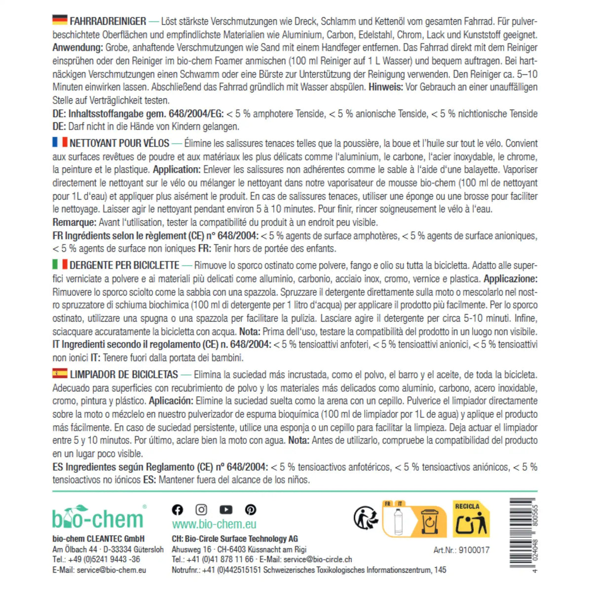 Fahrradreiniger (750 ML)