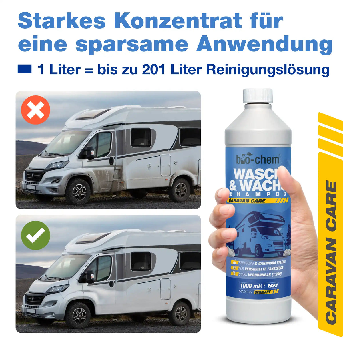 bio-chem Caravane Care Wasch &Wachs sparsame Reinigung mit WOW-Effekt
