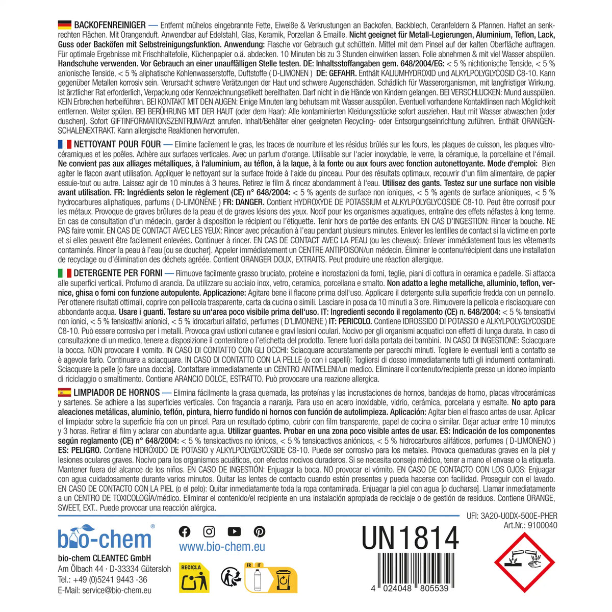 Backofenreiniger (1 L + Zubehör)