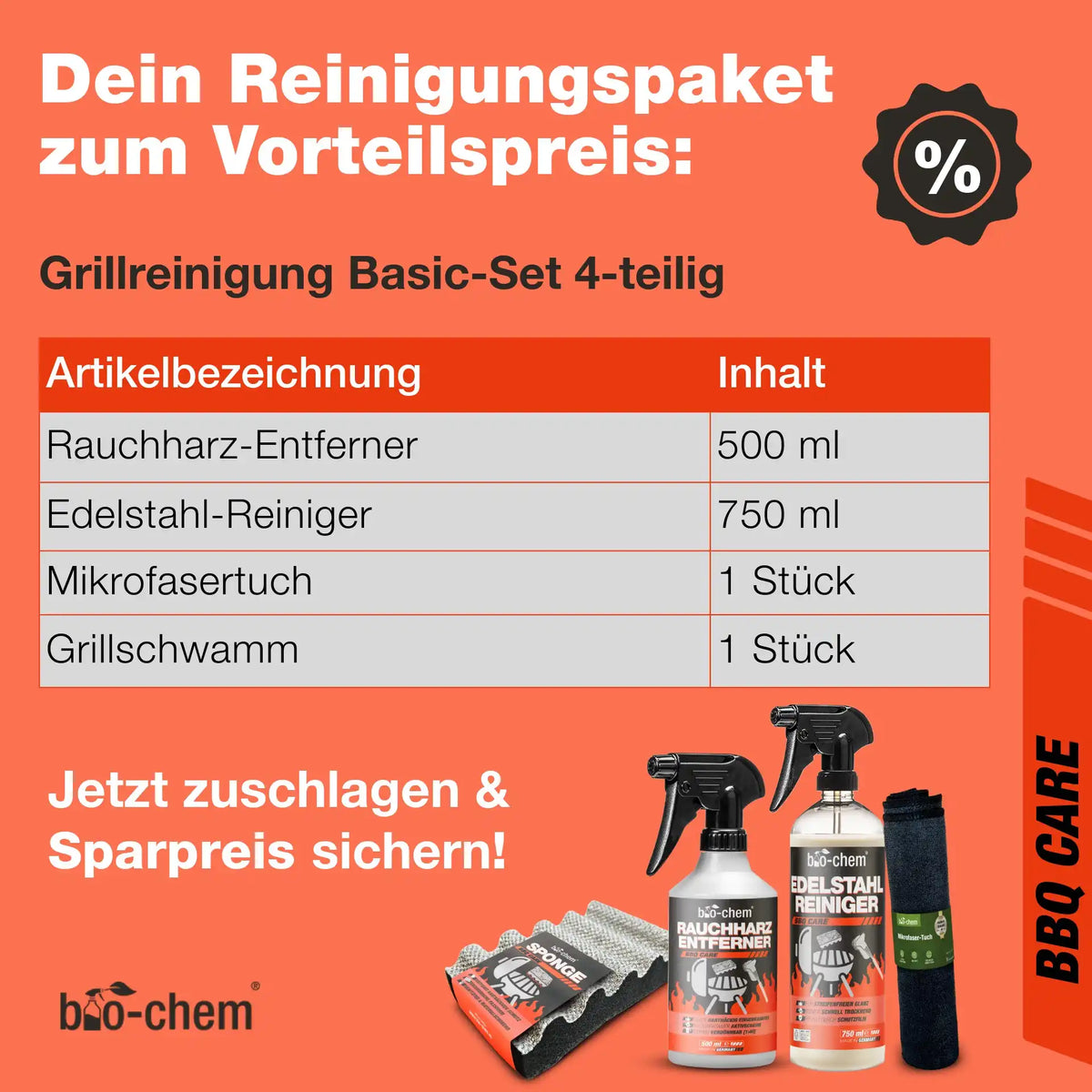 Grillreinigungs Rauchharz-Set (BASIC 4-teilig)