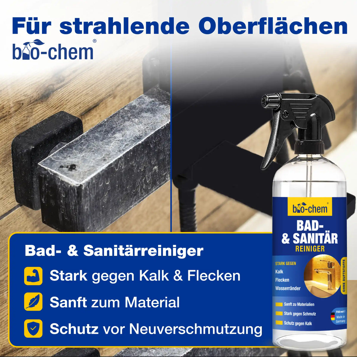 Bad- &amp; Sanitärreiniger von bio‑chem – stark gegen Kalk und Flecken – Artikel 9000296