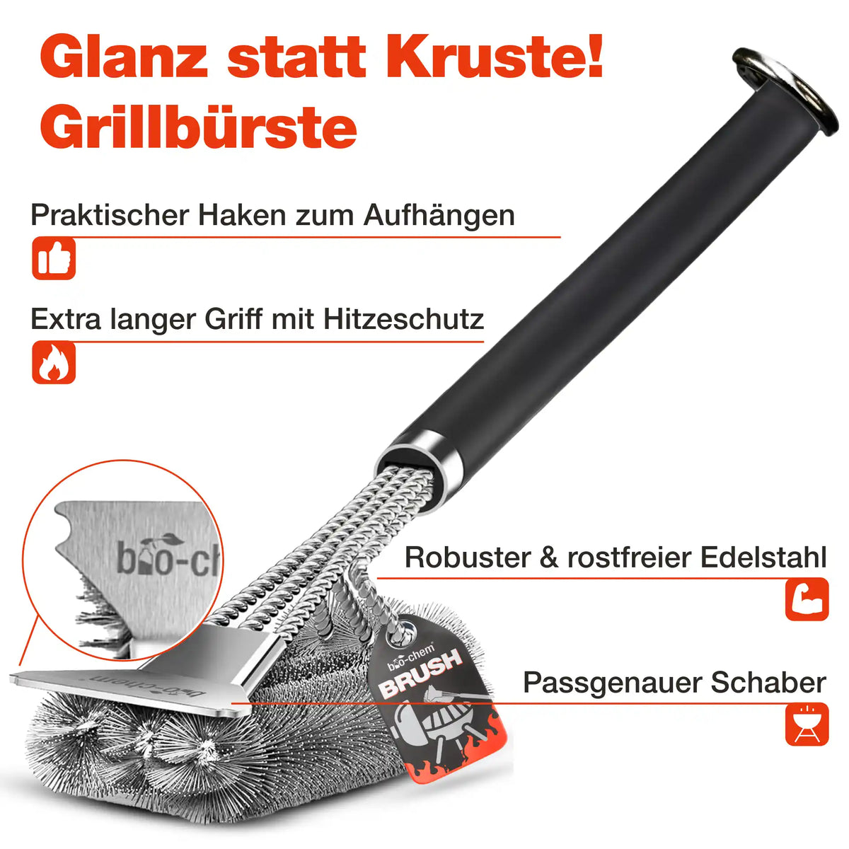 Vorteile der bio-chem Grillbürste Edelstahl