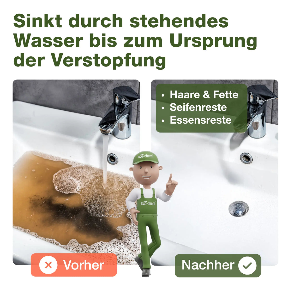 Vorher Nachher Rohrreiniger Anwendung