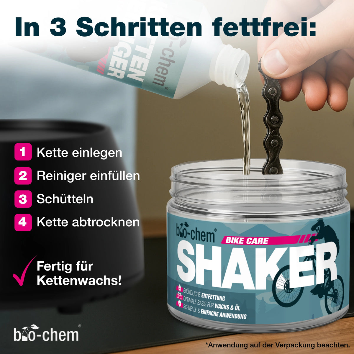 Shaker - Behälter zur Kettenreinigung