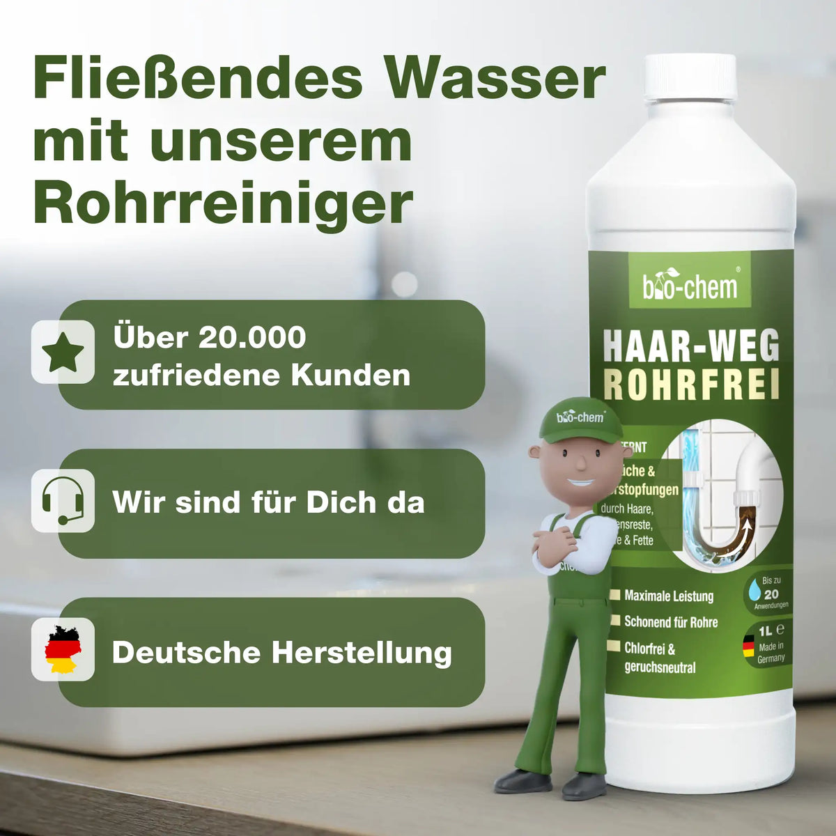 Abflussreiniger Rohrfrei Haar-Weg (1 L)